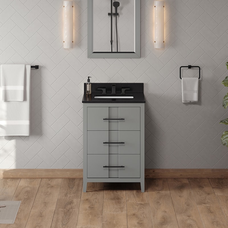 Jeffrey Alexander VKITKAT24R-GRANITE Katara 24" Free Standing Vanity - Grey / Black - Steel Finish