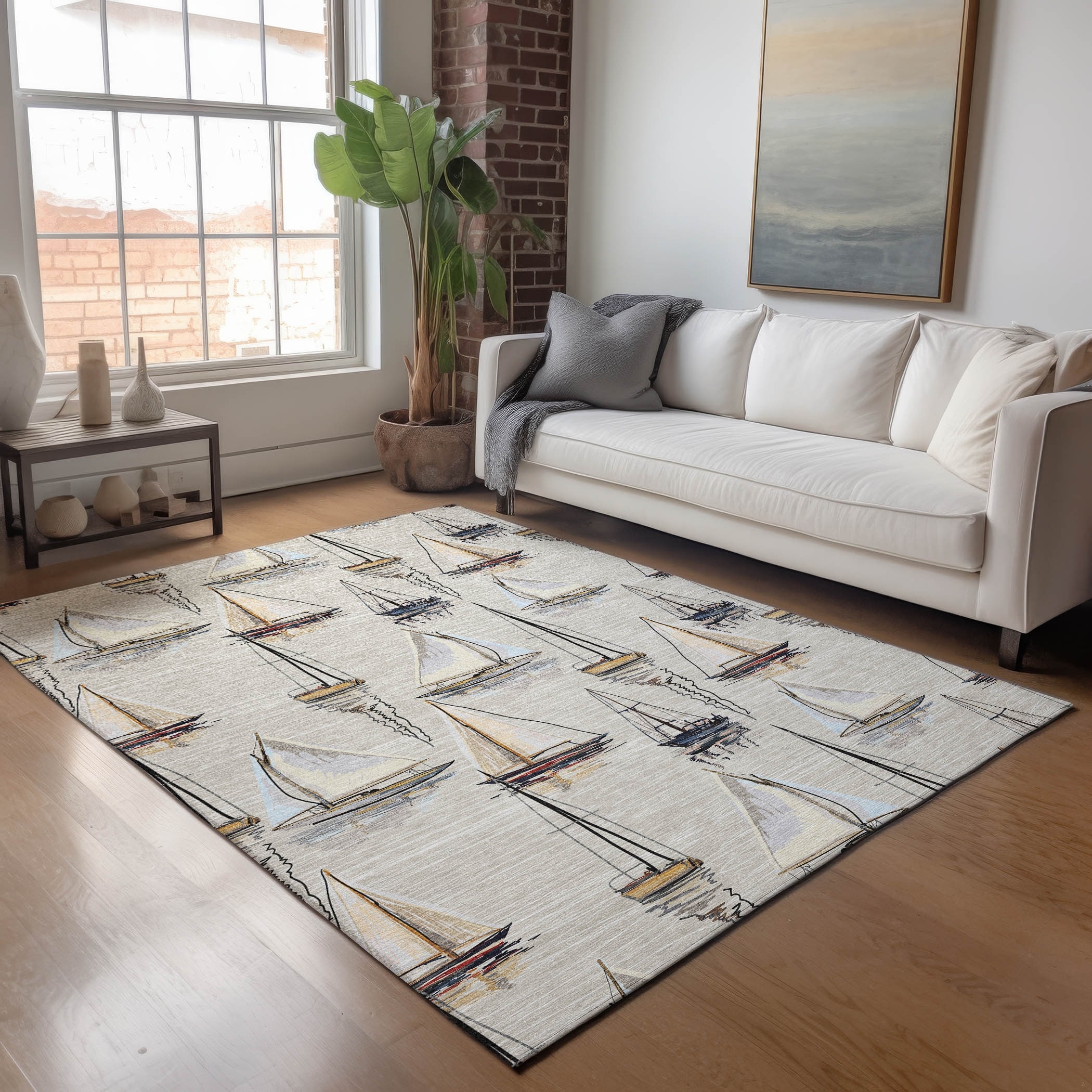 Premium Washable Super Soft Sailboat Marina Mayfield Rug
