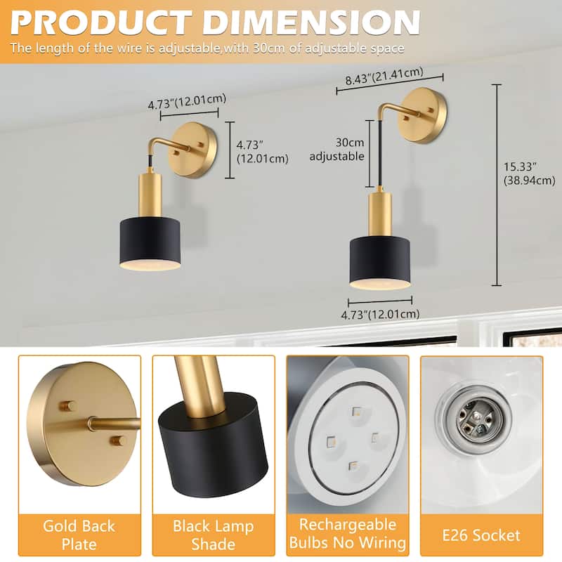 2Pack 13 RGB Wireless Wall Lamp Battery Operated with Remote