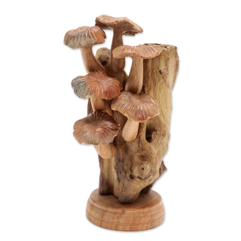 Novica Handmade Mushroom Path Wood Sculpture