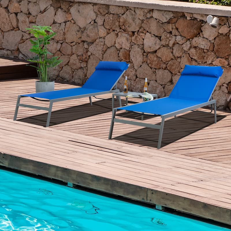 Kozyard Wilson Adjustable Wrought Iron Frame Seat Chaise Lounge Chair (2 Pack)