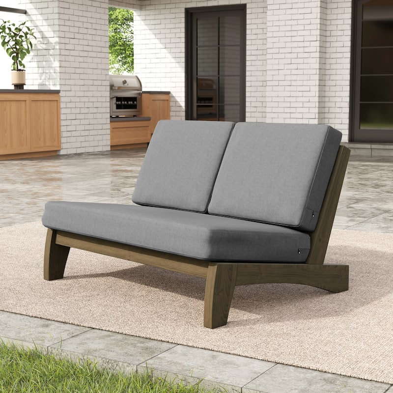 Outdoor Acacia Club Chair Set Loveseate with Weather-Resistant Cushions - Grey/Loveseate - Loveseate/Separate Cuishion