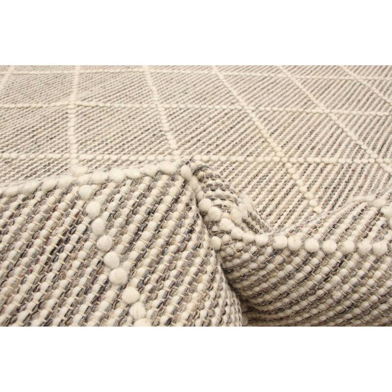 ECARPETGALLERY Braid weave Sienna Grey Wool Rug - 5'3 x 7'3