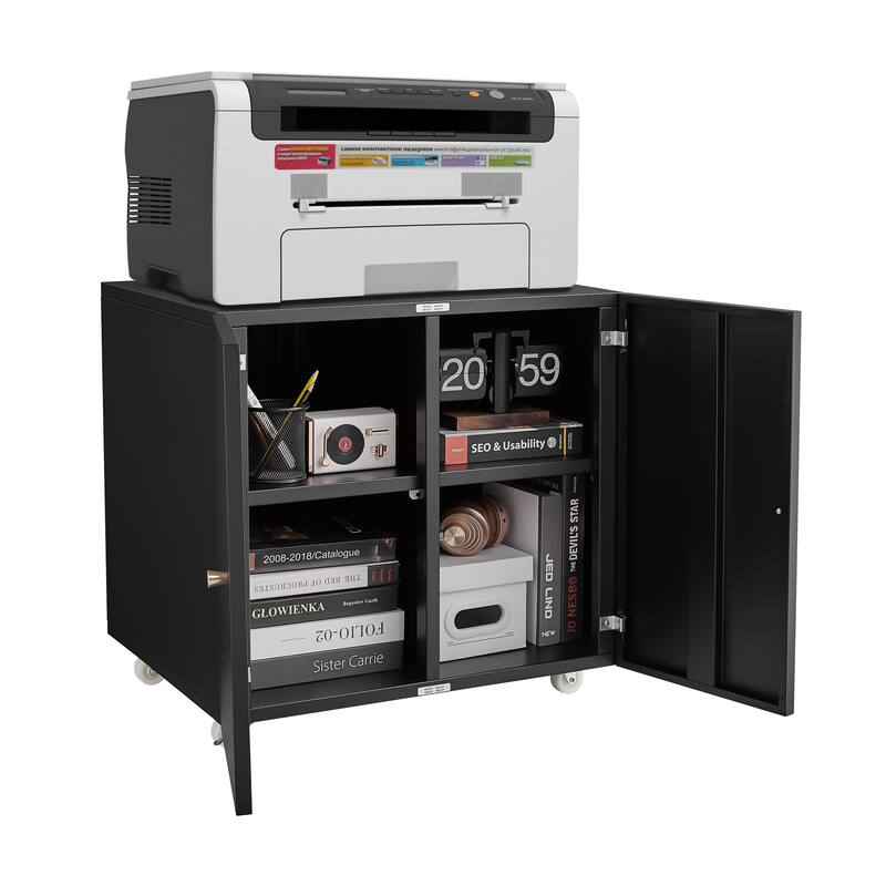 Printer Stand with Wheels, Mobile Filing Cabinet