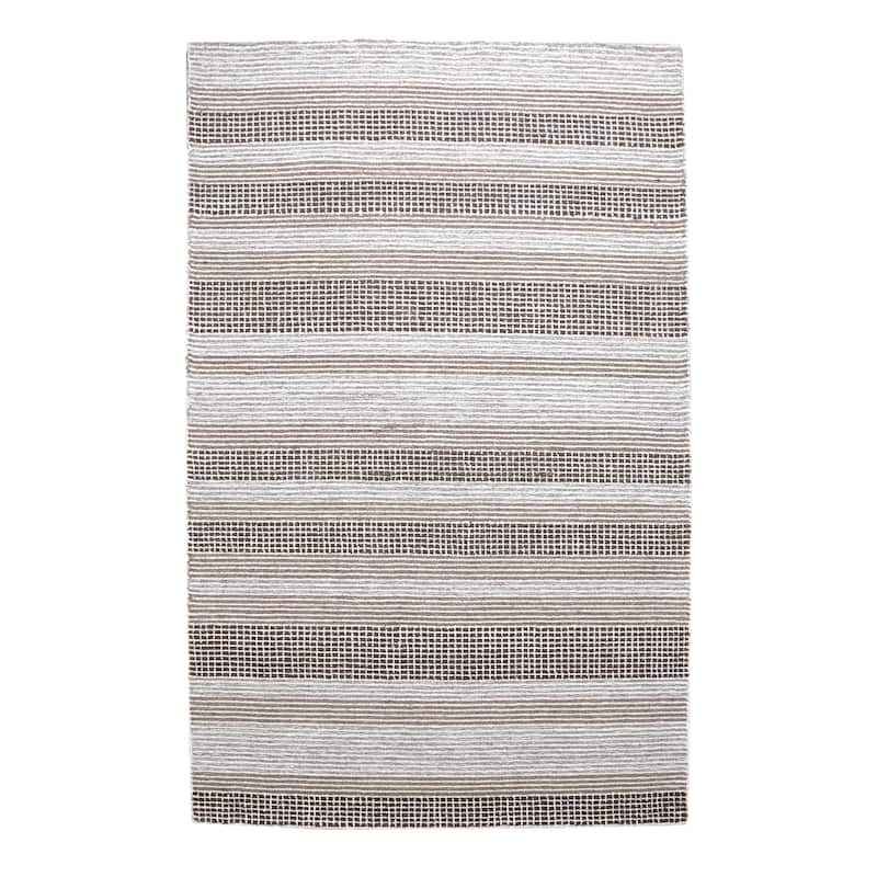 George Towne Living Stylish Lines Luxury Handmade Abstract Wool Area Rug