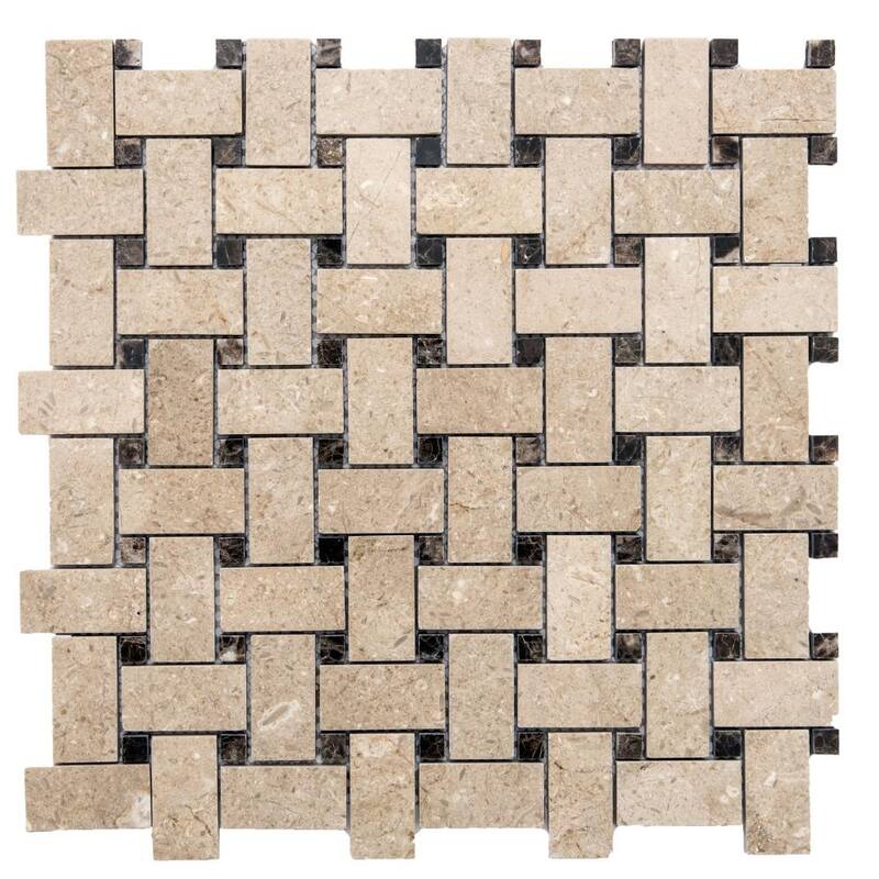 The Tile Life Santorini Basketweave 0.44x0.88 Taupe Marble Floor & Wall Tile