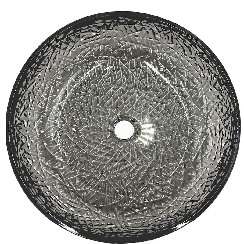Moonshell 16" Round Decorative Crystal Vessel Sinks With White Base