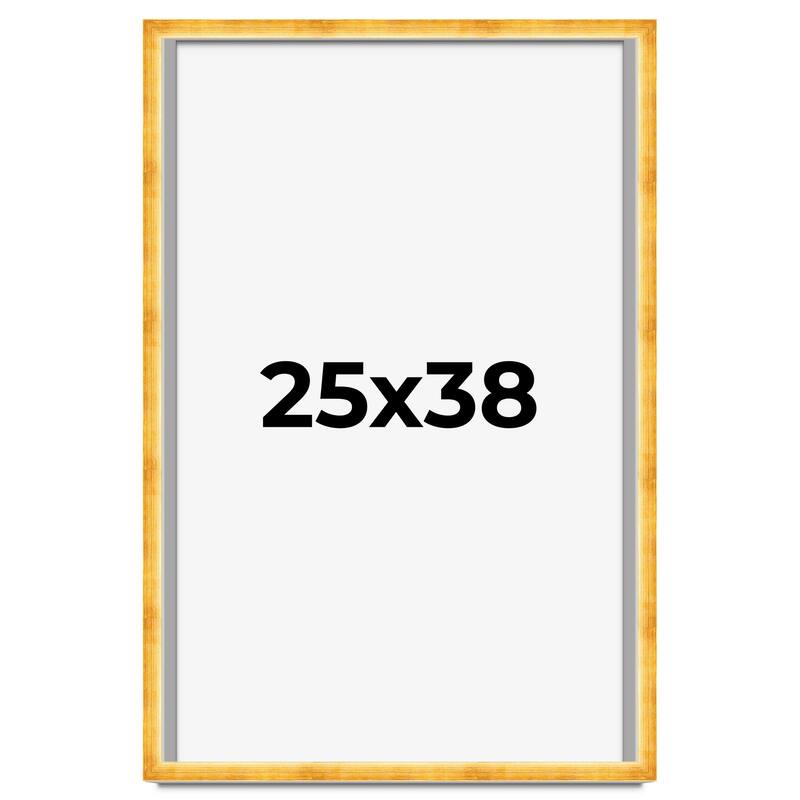 25x38 Shadow Box Frame Gold | 1.625 Inches Deep Real Wood Traditional