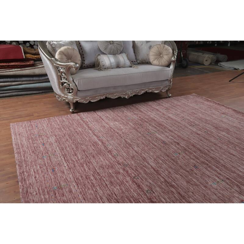 Hand Knotted Oriental 100% Wool Carpet Tribal Tribal Pink Gabbeh Area Rug - 9' 8'' X 7' 10''