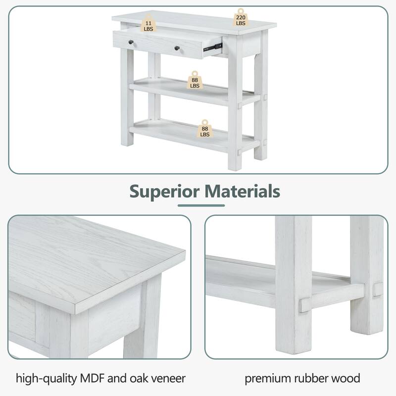 Console Table with Drawer and Two Sturdy Shelves for Entryway, Living Room