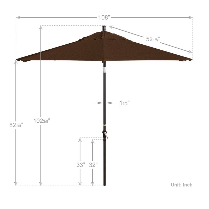 California Umbrella 9' Sunset Series Patio Umbrella Bronze Aluminum Frame and Ribs, Crank Lift Auto Tilt, Sunbrella Cilantro