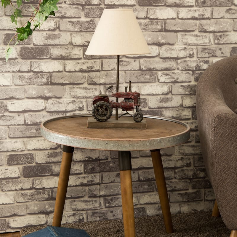 Glitzhome 18.9"H Polyresin Farmhouse Tractor Table Lamp