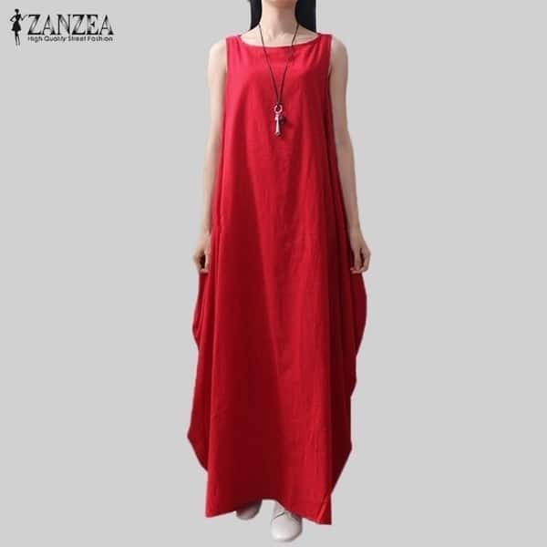 Shop Casual Retro Solid Summer Dress 2017 Women Elegant Loose