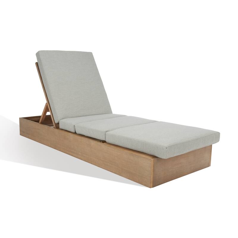 SAFAVIEH Couture Cornie Wood Chaise Lounge Chair - 37 In. W x 78 In. D x 14-34 In. H - 37"W x 78"D x 14-34"H
