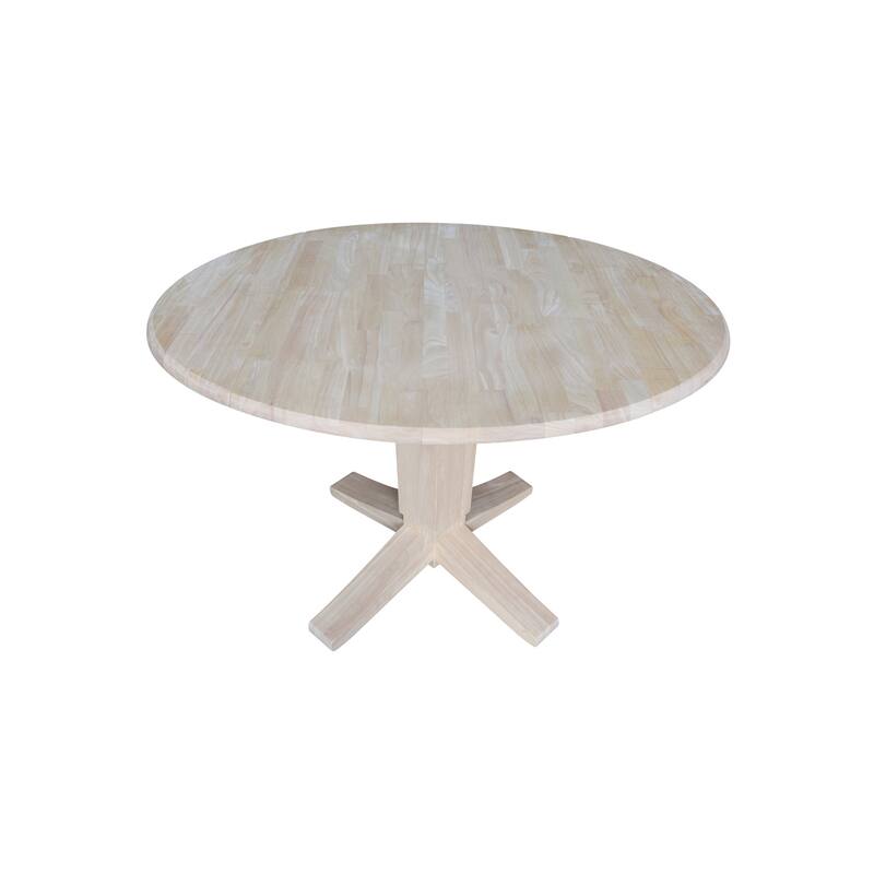 42 in Solid Wood Round Dual Drop Leaf Pedestal Dining Table