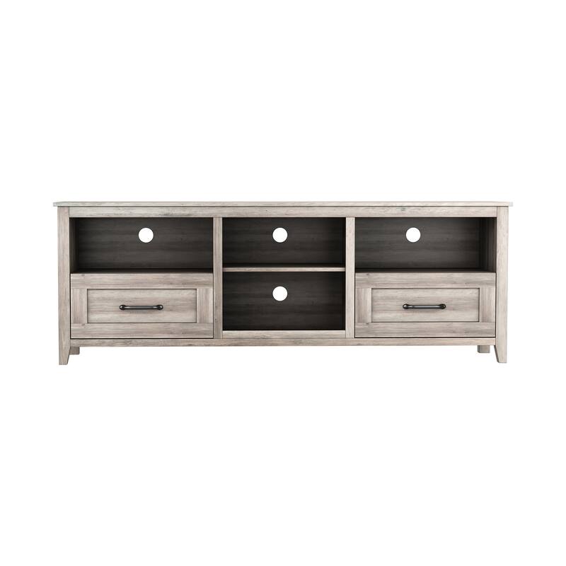 Contemporary TV Stand with 4 Open Storage Compartments and 2 Drawers, Fits 60 TVs, 70 W.