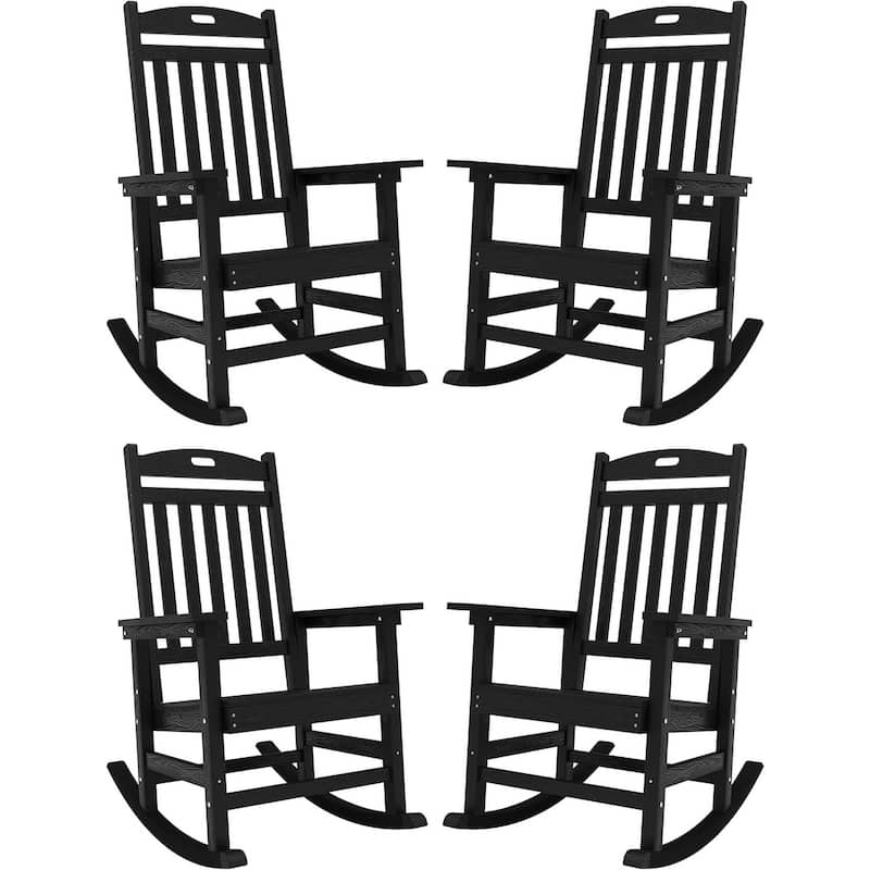 WINSOON All Weather Outdoor Rocking Chair, Set of 4 - Black