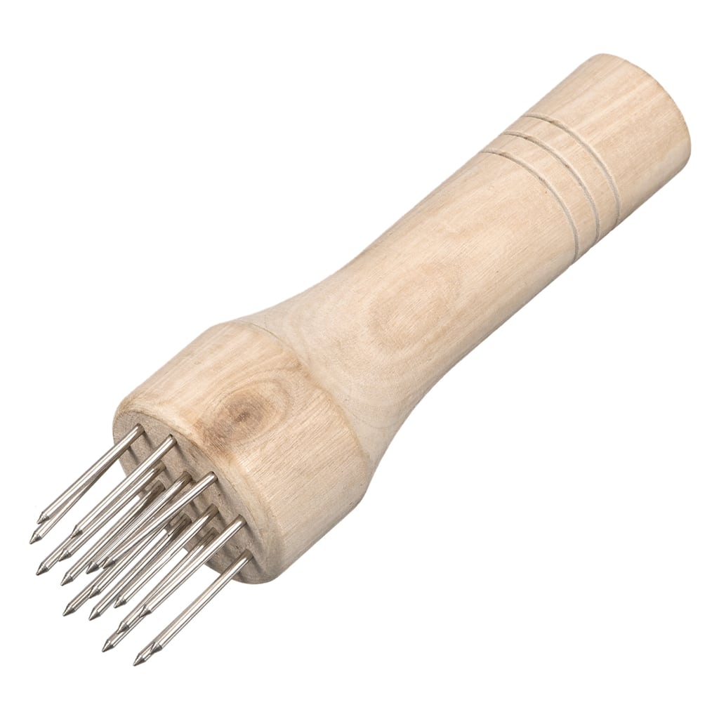 Stainless Steel Meat Tenderizer, Meat Mallet Needle with Wooden Handle