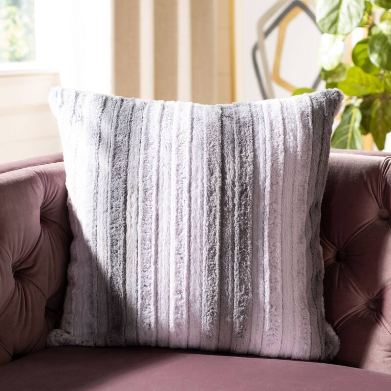 SAFAVIEH Pamfilia Ombre Stripe 20-inch Square Decorative Pillow - Grey/White - 20Wx20L