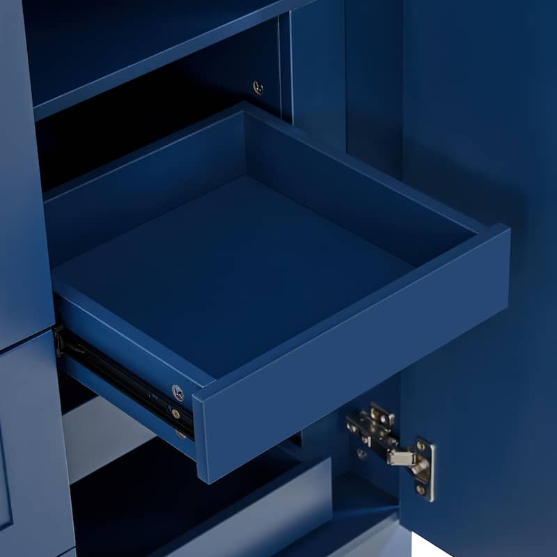 53" Modern Kitchen Pantry Cabinet with 6 Doors, Pull-Out Trays & Wine Rack