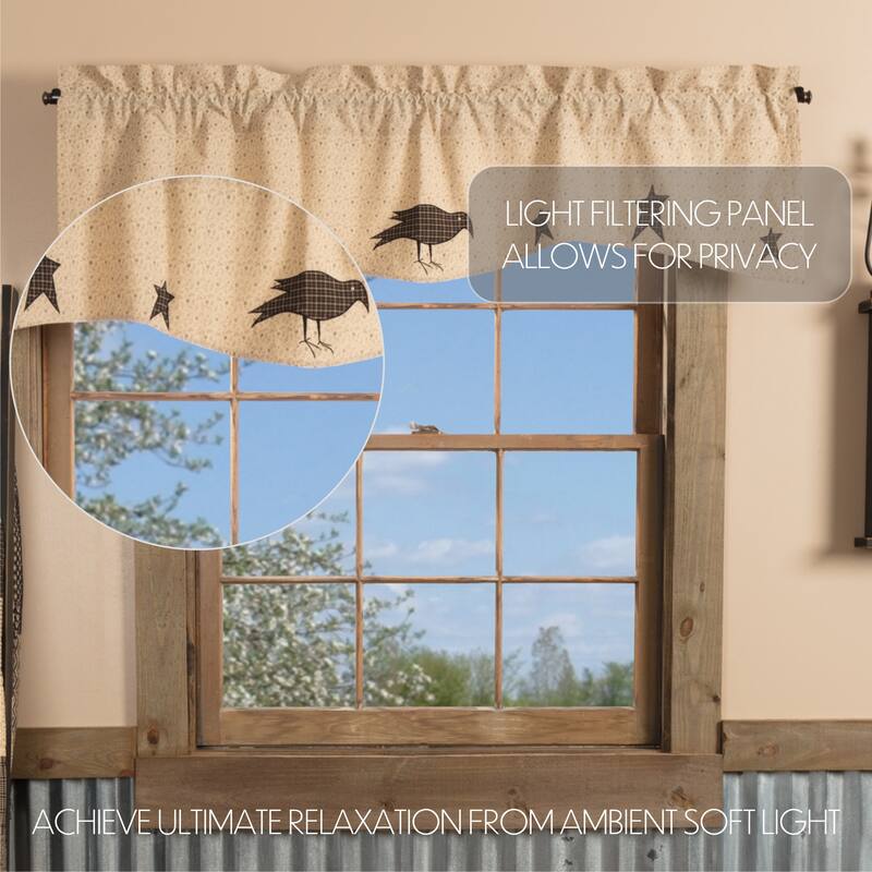 Kettle Grove Applique Crow and Star Valance 16x60 - Valance 16x60