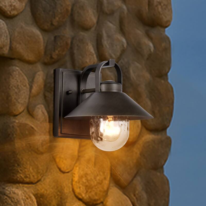 Ridge Small Outdoor Lantern Brozne Finish Clear Seeded Glass - Bronze