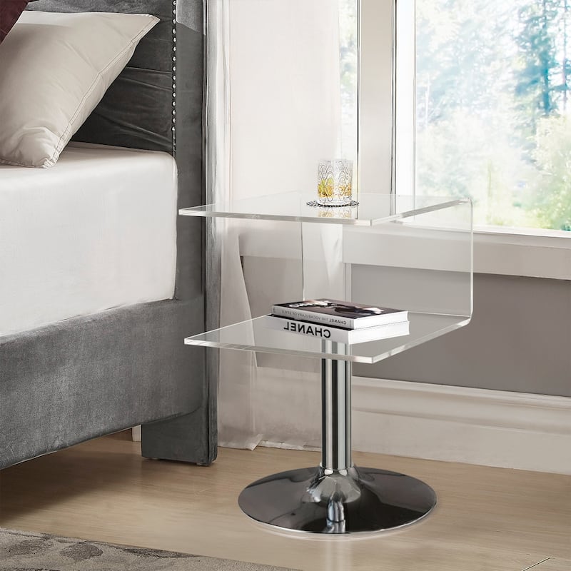 Modern Acrylic Clear Side Table C-shaped End Table - 23.6"H x 15.8"W x 15.8"L