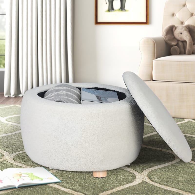 Adeco Storage Ottoman 23" Velvet Coffee Table for Living Room Bedroom