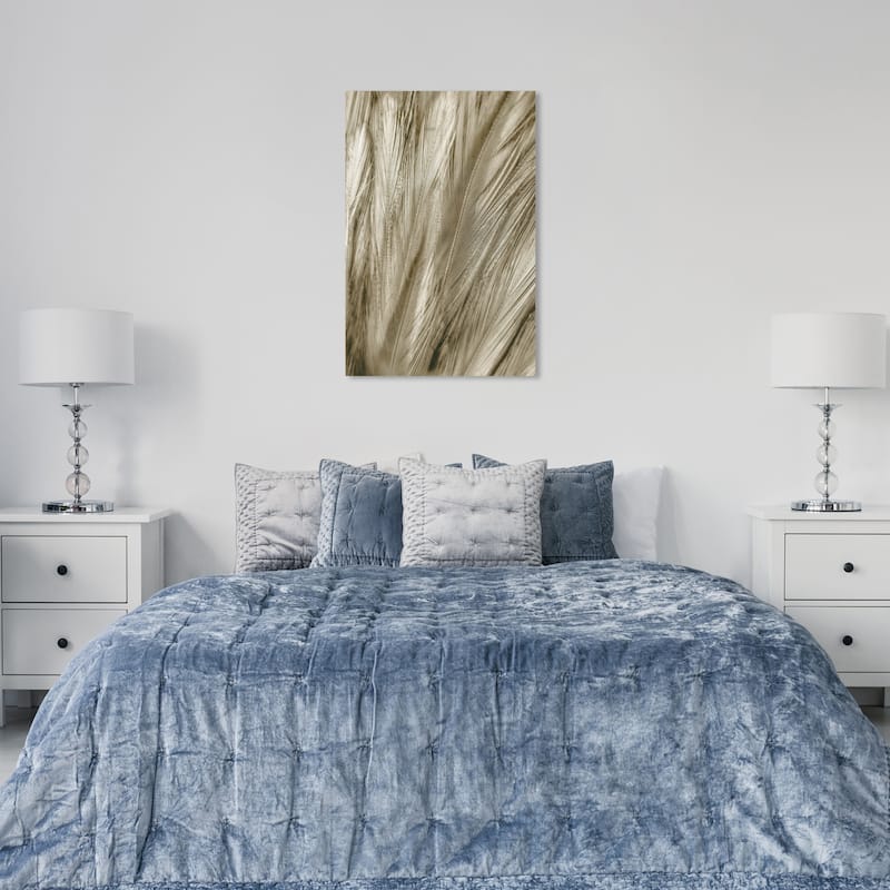 Wynwood Studio Canvas Animals Feather Close Up Gold and Modern & Contemporary Wall Art Canvas Print - 36 x 24