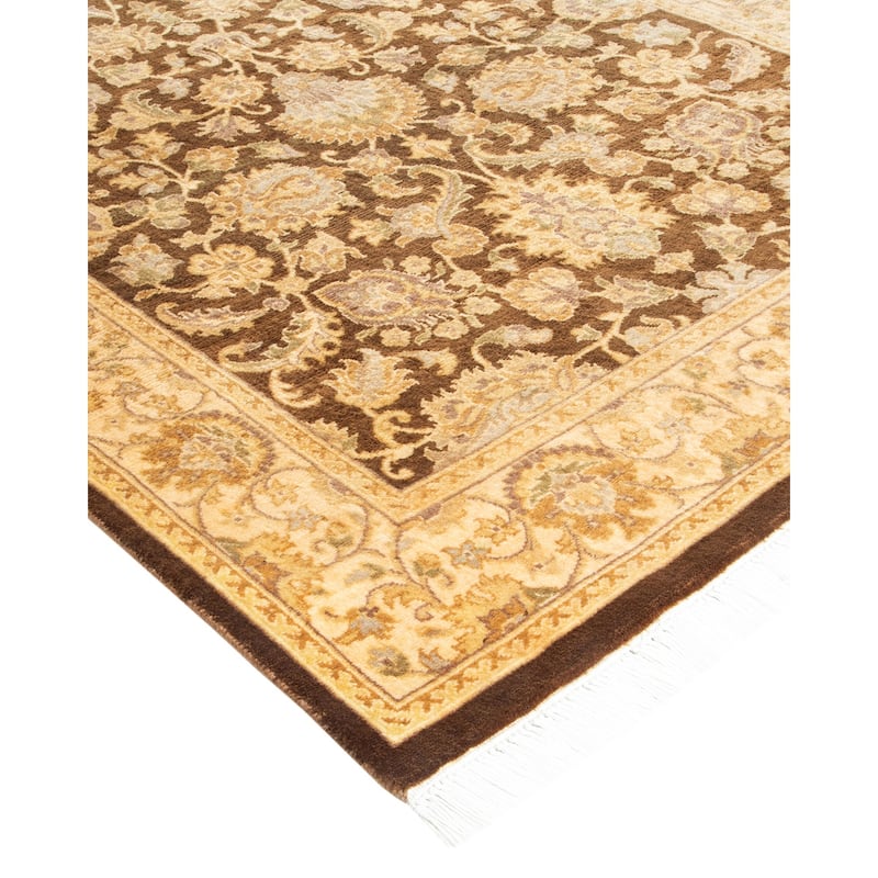 Overton Hand Knotted Wool Traditional Oriental Brown Area Rug - 3' x 5'
