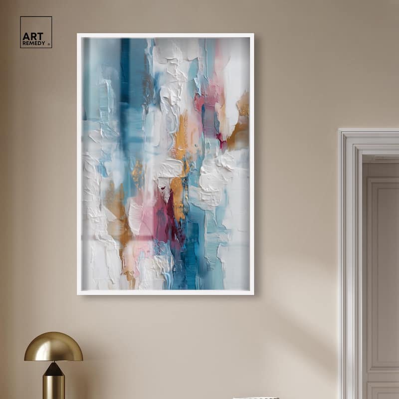 Petal Pink and Ocean Blue I Shadowbox by Art Remedy