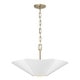 preview thumbnail 3 of 3, 4-Light Modern Botanical Dual Mount Pendant in Matte White with Painted Matte Brass Interior and Square Designer Chain