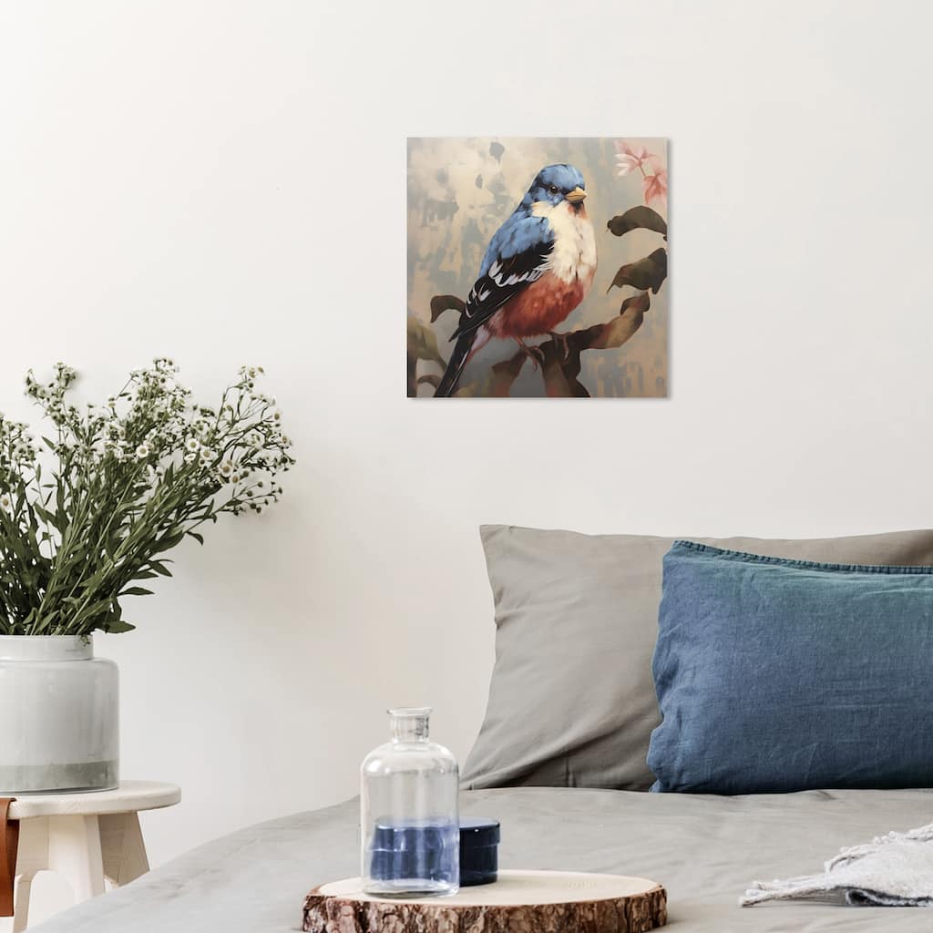 Wynwood Studio Canvas Animals Early Bird I Blue and Copper Traditional Wall Art Canvas Print