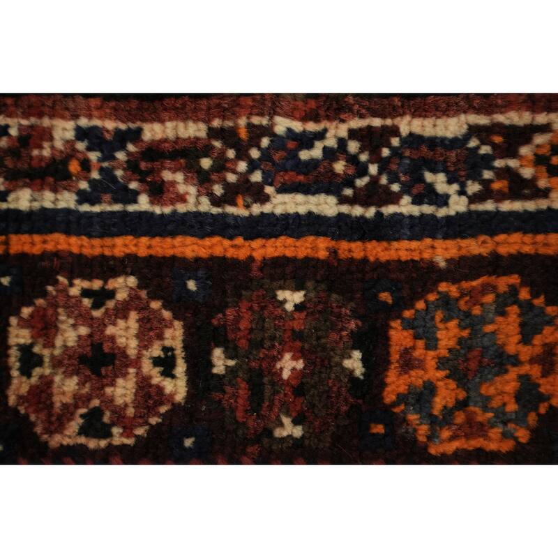 Hand Knotted Oriental 100% Wool Carpet Traditional Tribal Red Qashqai Area Rug - 6' 7'' X 4' 0''