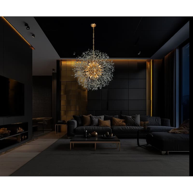 Starburst Modern Crystal Chandelier 32" Wide Crystal Lighting Fixture