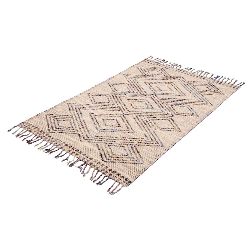 ECARPETGALLERY Braid weave Sienna Light Khaki Wool Rug - 5'0 x 7'11