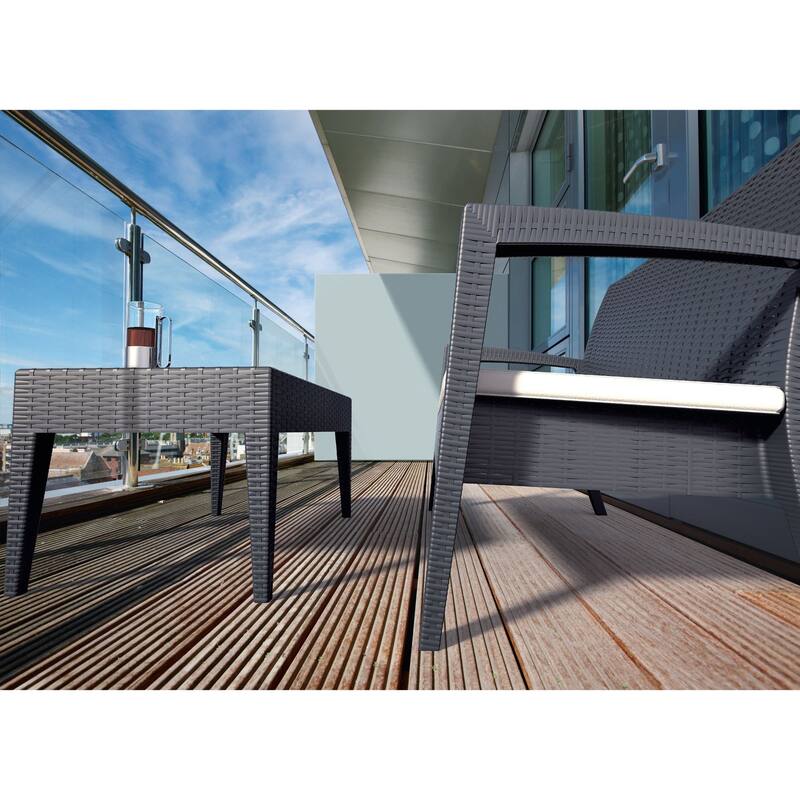 36" Gray Outdoor Patio Wickerlook Rectangular Coffee Table