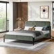 preview thumbnail 11 of 18, Cream Corduroy Queen Upholstered Bed With Metal Leg Green