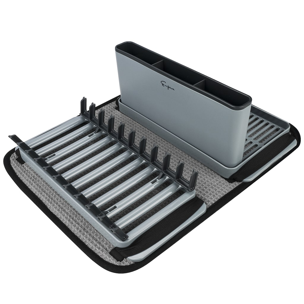 Outdoor Camping Gear Countertop Dish Rack Set with Sponge Drying Mat