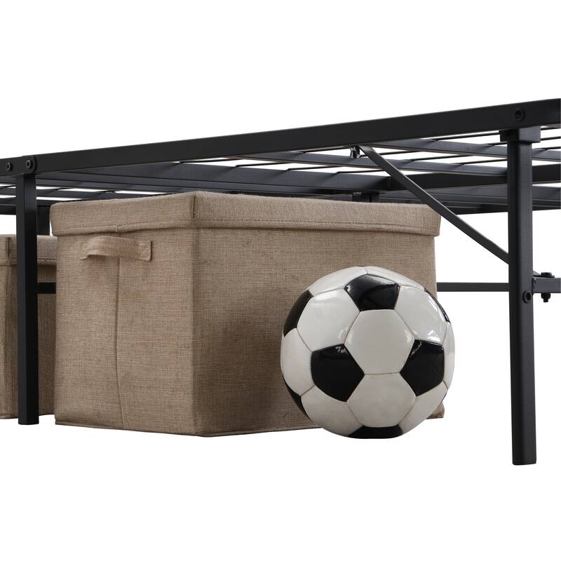 14"H King Size Metal Platform Folding Bed Frame with Under-Bed Storage