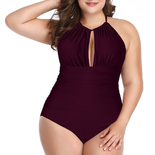 halter neck swimsuit tummy control