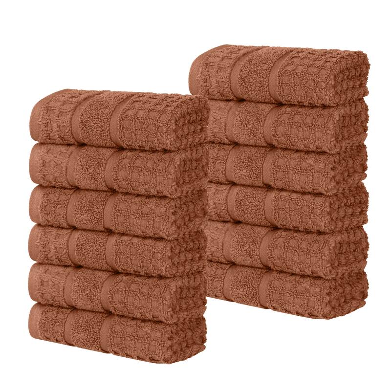Superior Napa Zero Twist Cotton Waffle Face Towel Washcloth Set of 12