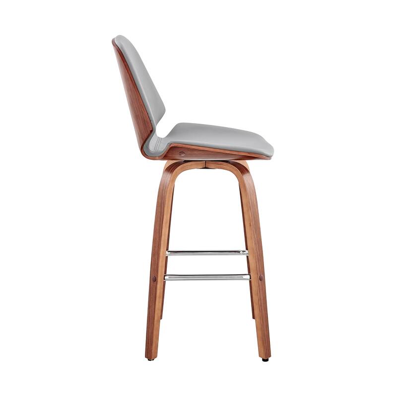 Arabela Faux Leather and Wood Swivel Counter Stool - Walnut