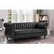 preview thumbnail 4 of 4, Capri Faux Leather Chesterfield Rolled Arm Sofa Black