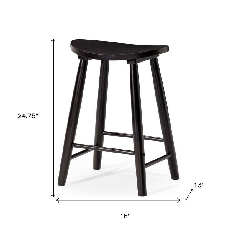 HomeRoots 25" Black Solid Wood Backless Counter Height Bar Chair