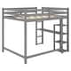 preview thumbnail 10 of 10, Gray Full Pine Wood Loft Bed with Desk & Shelves
