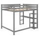 preview thumbnail 10 of 10, Gray Full Size Pine Wood Loft Bed with Built-in Desk and Shelves