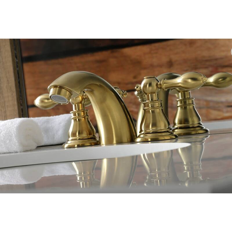 Kingston Brass American Classic 1.2 GPM Widespread Bathroom Faucet - Brushed Brass