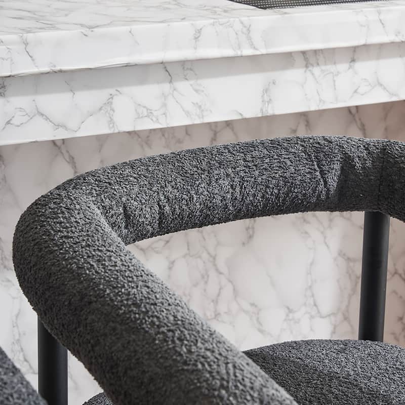 Upholstered Bar Stools Set of 2, Fabric Counter Height Chairs with Metal Frame, Kitchen Island Chairs with Armrests