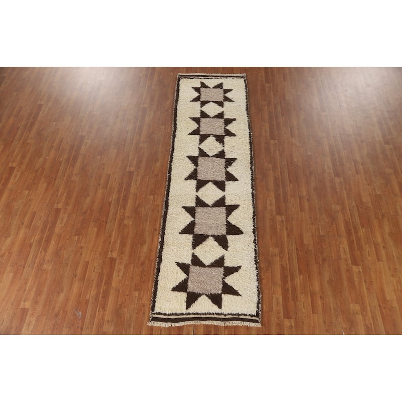 Anatolian Oriental Runner Rug Natural Dye Hand-knotted Wool Carpet - 3'0"x 10'5"